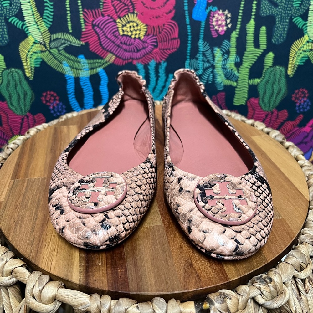 Tory Burch Pink Snakeskin Ballet Flats